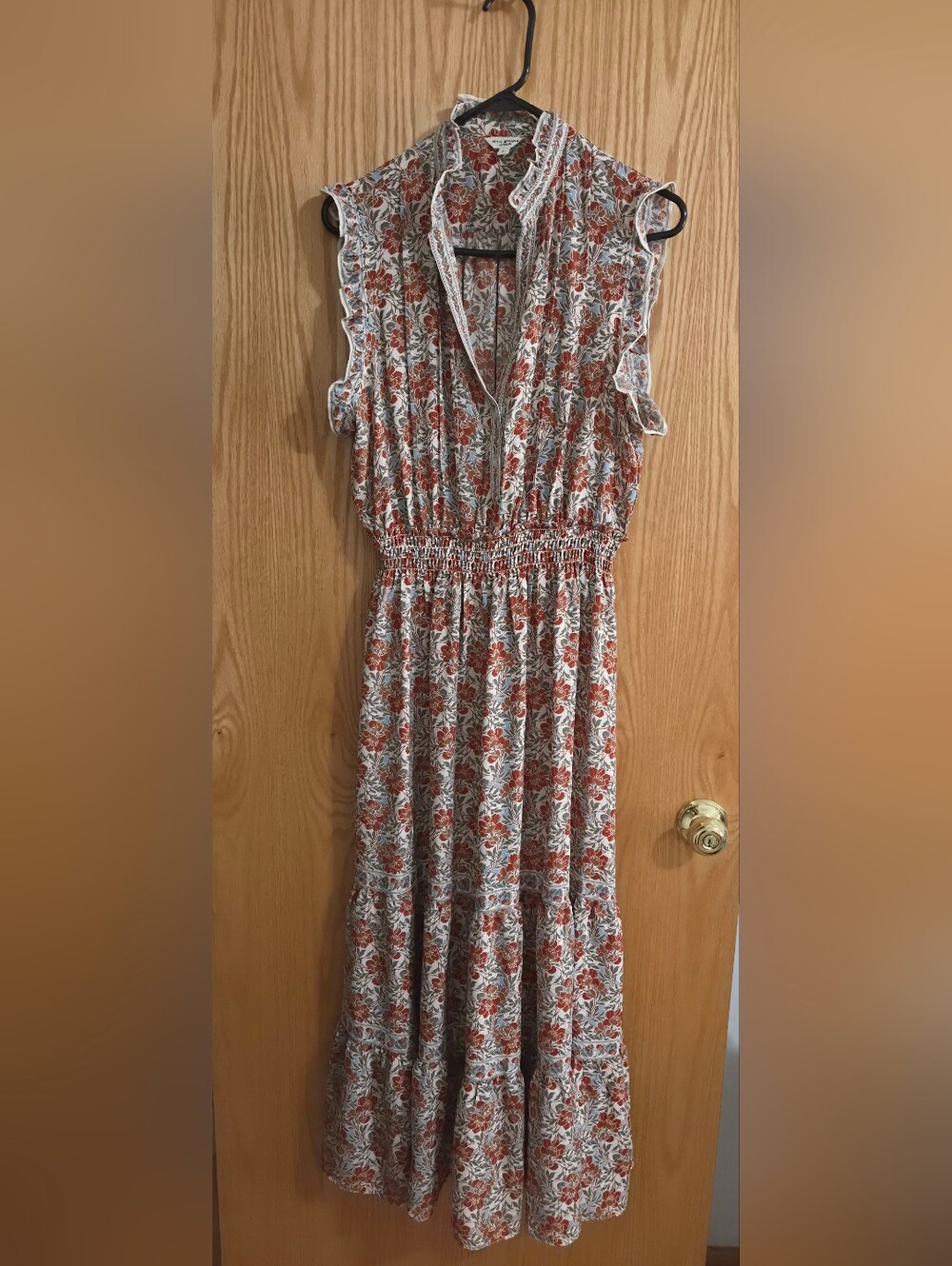 Max Studio White and Rust Floral Maxi Dress LNWoT